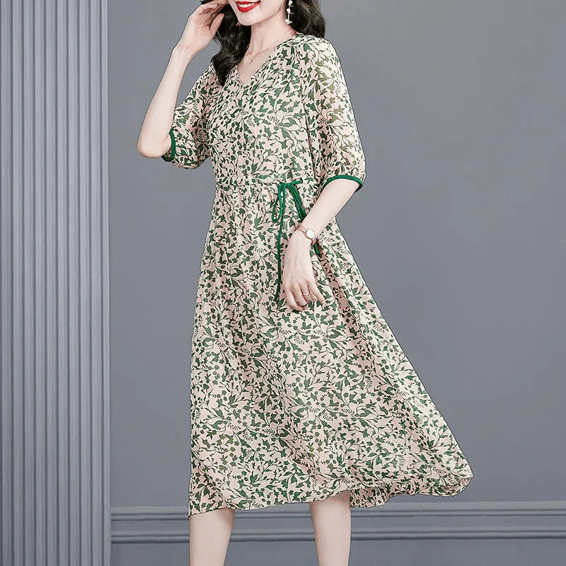 Vestido Floral Anastácia™ em Chiffon / O Vestido com Caimento Soltinho mais Elegante e Versátil de 2023! - ModernLar