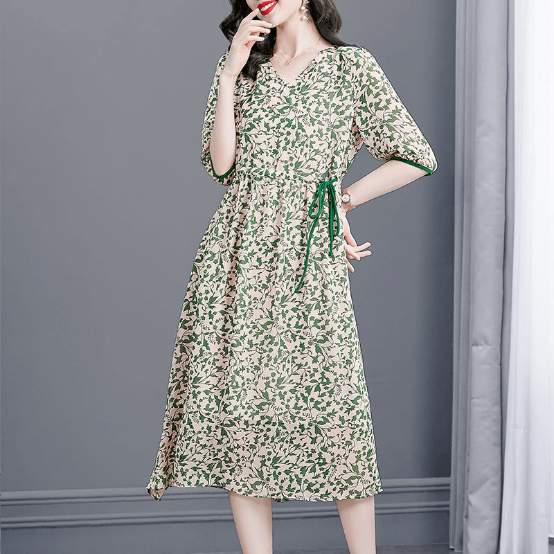Vestido Floral Anastácia™ em Chiffon / O Vestido com Caimento Soltinho mais Elegante e Versátil de 2023! - ModernLar