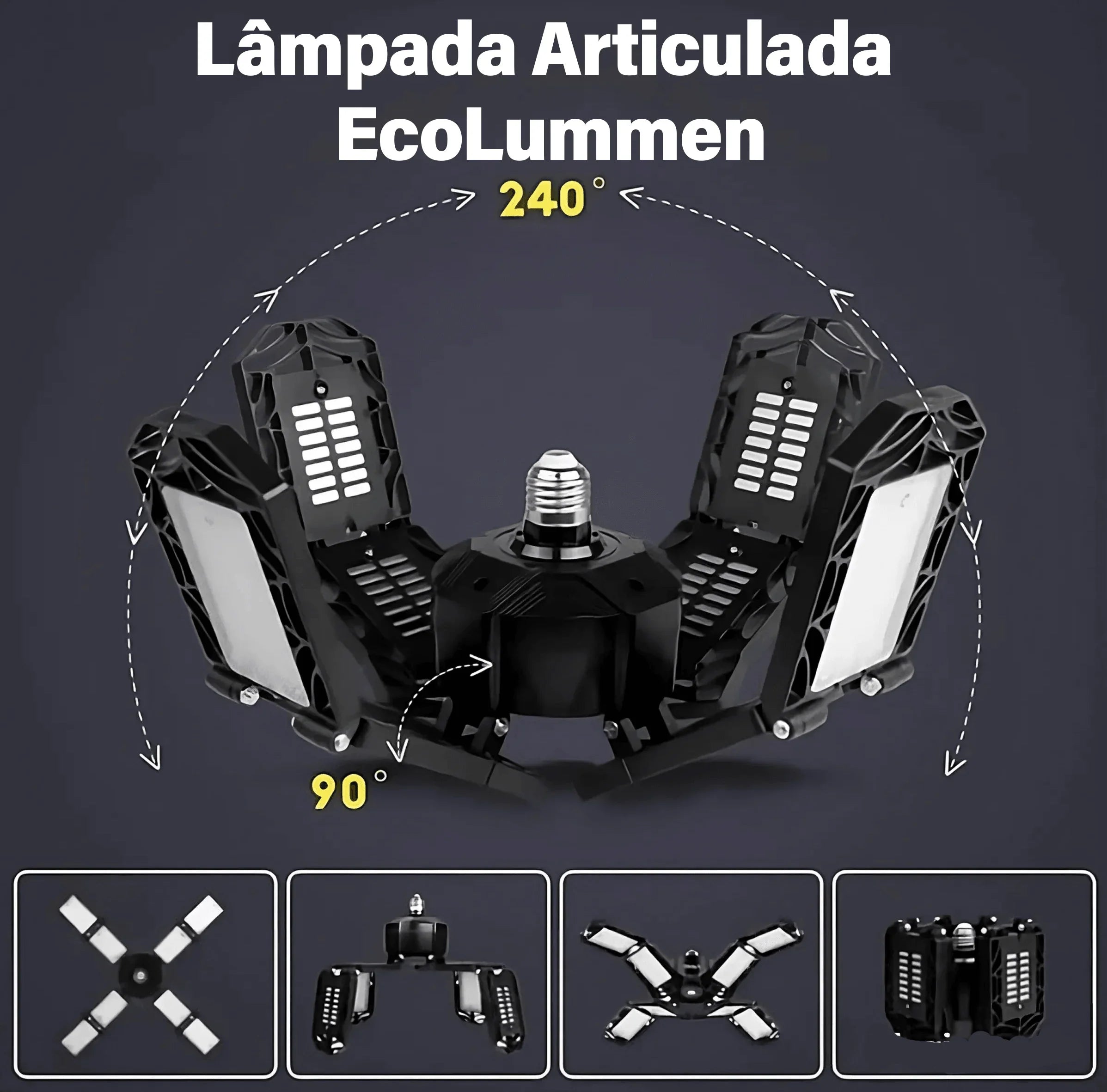 Lâmpada Articulada EcoLumem™ Iluminação LED de Alto Rendimento! (Promoção de Lançamento: Adquira a sua e leve 2 Arandelas Solares de Graça) - ModernLar