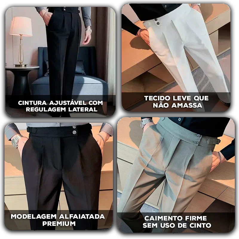 Calça Lorde Urbano™ em Alfaiataria Premium com Regulagem Lateral / Estilo Sério e Impecável para Homens de Presença!