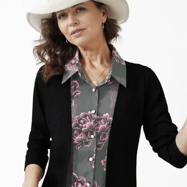 Blusinha Cardigan Morgana™ - Elegância Inconfundível / A Sedução das Flores em Uma Peça Versátil! - ModernLar