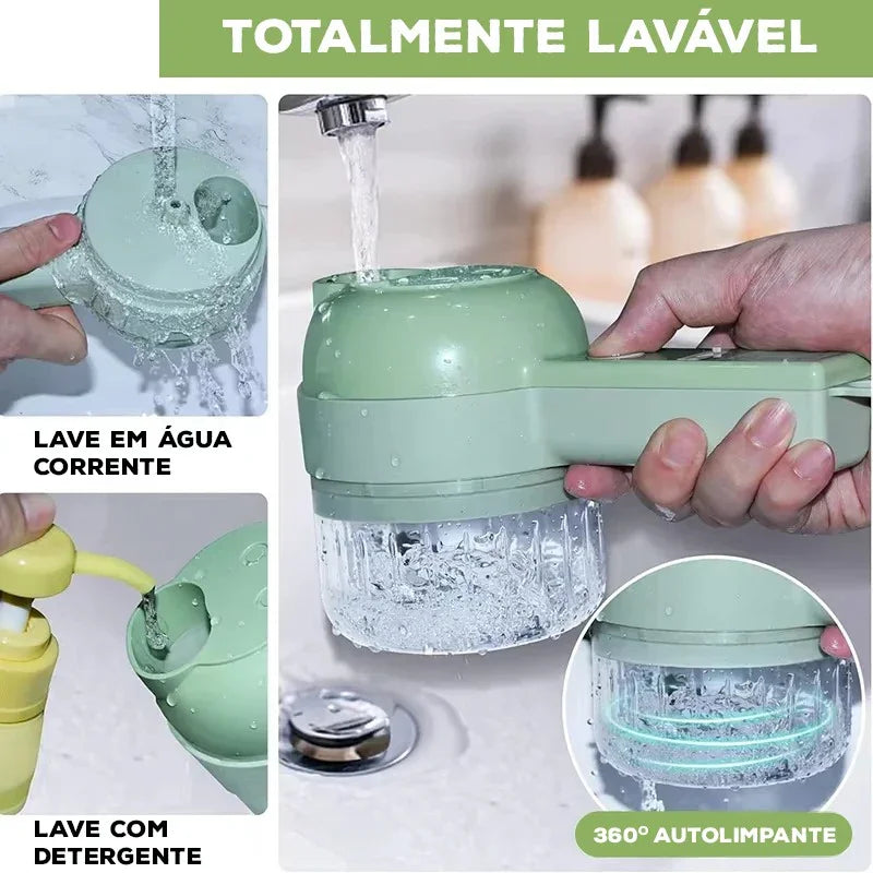 Cortador PrimeMix™ Elétrico com Função Autolimpante / Praticidade e Design para Cozinhas Inteligentes!