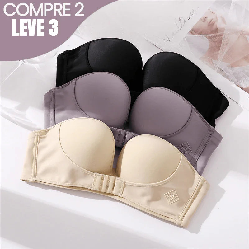 (Super Promo de Lançamento: Compre 2 e Leve 3) Kit de Sutiãs Invisíveis Giselle™ com Fivela de Sustentação e Tecido em Náilon + Elastano - ModernLar