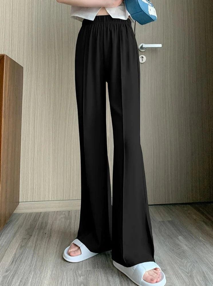 Calça Granphina™ Cós Alto Super Soltinha em Seda Gelo - ModernLar