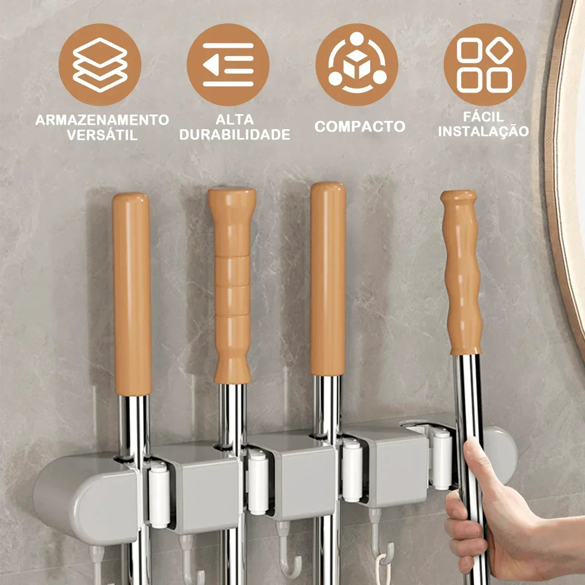 Kit com Duas Unidades do Organizador de Mops e Utensílios Modern Lar™ / Organização Inteligente e Praticidade sem Bagunça para sua Casa! - ModernLar