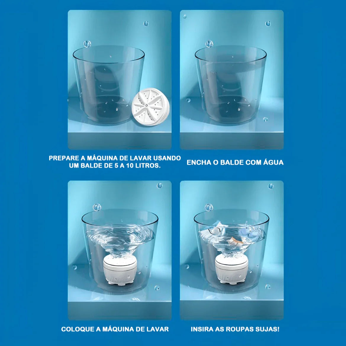 Mini Máquina de Lavar Híbrida Modern Lar™ / Transforme Qualquer Recipiente em uma Máquina de Lavar Eficiente! - ModernLar