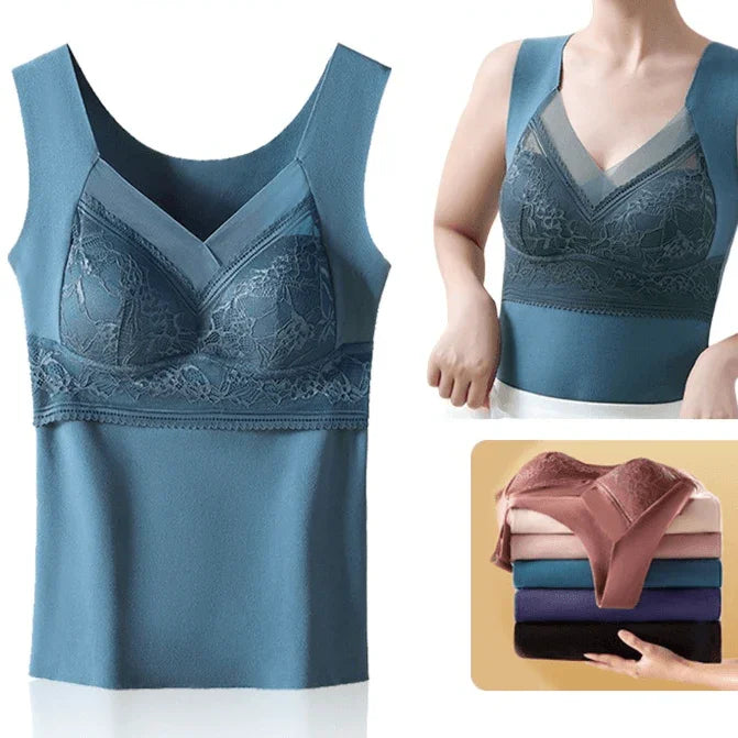 (Compre 1, Leve 2) Blusinhas Regatas de Compressão com Bojo e Renda ValentinaLace™ / Elegância Modeladora com o Toque Sedutor da Renda! - ModernLar