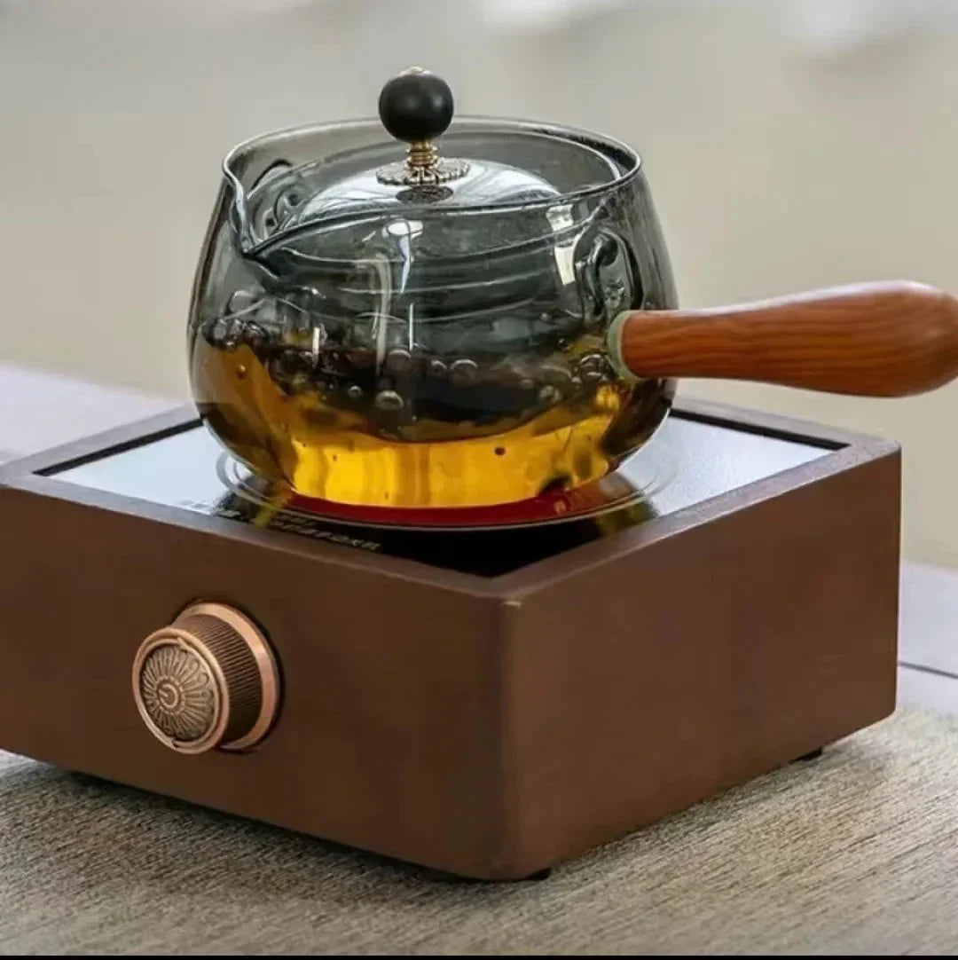 Bule CristalTea Modern Lar™ em Vidro Termorresistente com Alça de Madeira / Um Convite ao Conforto e Estilo no Seu Chá