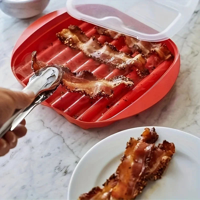 Grelhador de Bacon CrispyWave™ para Micro-ondas / Sabor Crocante e Sem Bagunça em Minutos!