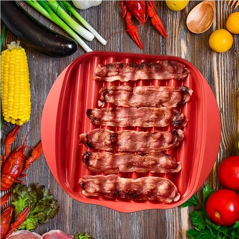 Grelhador de Bacon CrispyWave™ para Micro-ondas / Sabor Crocante e Sem Bagunça em Minutos!