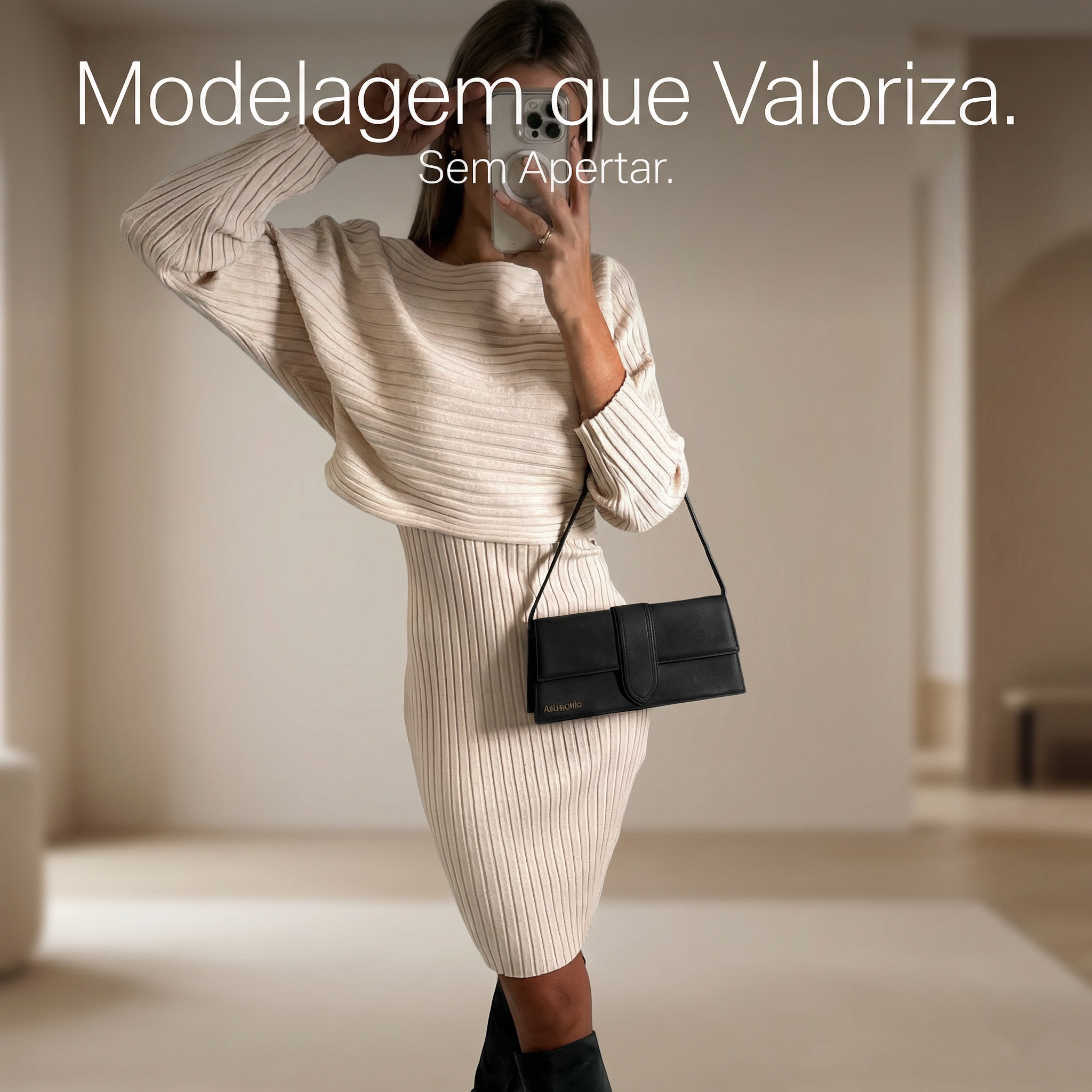 Conjunto Virginia Royale™ em Malha Premium com Sobreposição 2 em 1 Elegante