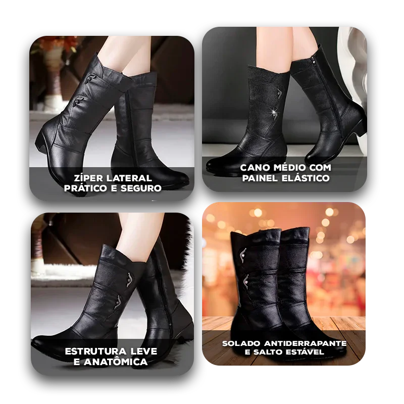 Bota Lucerne™ Forro Térmico e Zíper Lateral / Para Mulheres que Sofrem com o Frio e Não Abrem Mão da Elegância!
