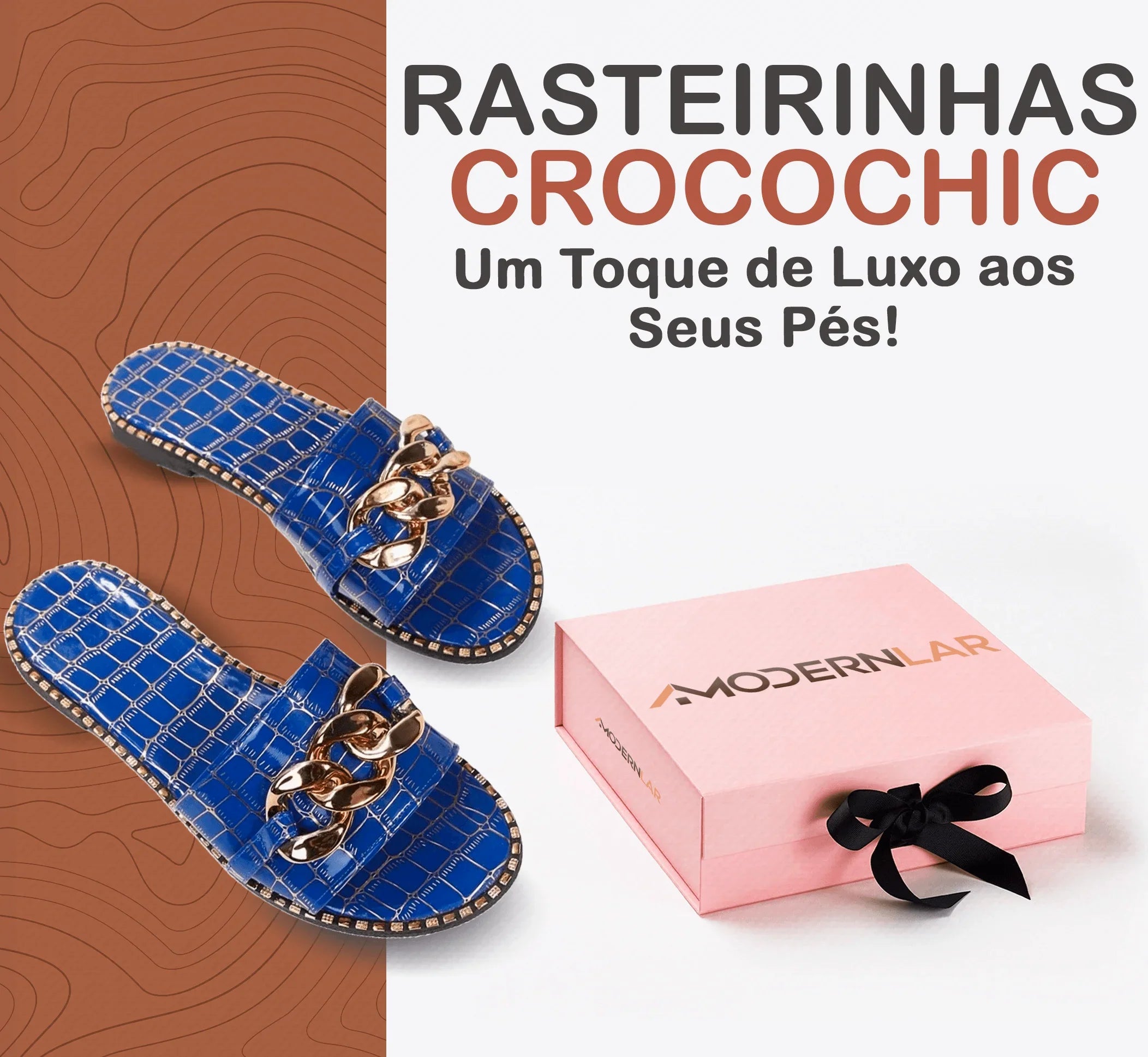 Rasteirinhas CrocoChic™ - Um Toque de Luxo aos Seus Pés! - ModernLar