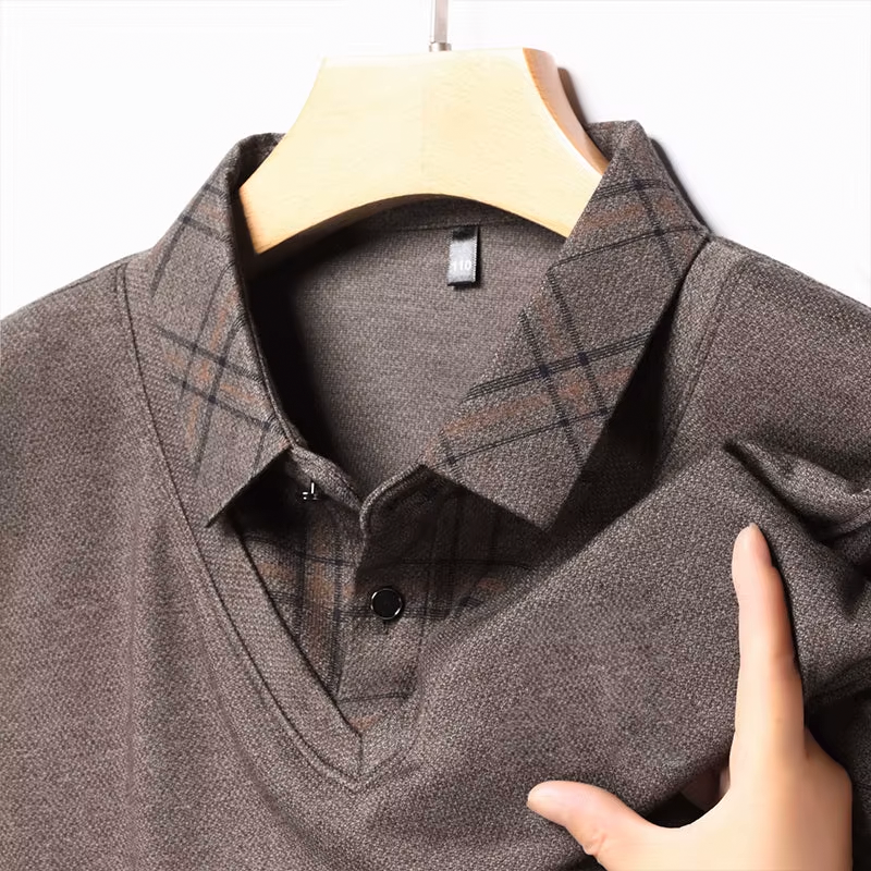 Camisa Harper™ com Design de Camada Dupla e Manga Xadrez / Modernidade e Estilo em Sintonia Perfeita