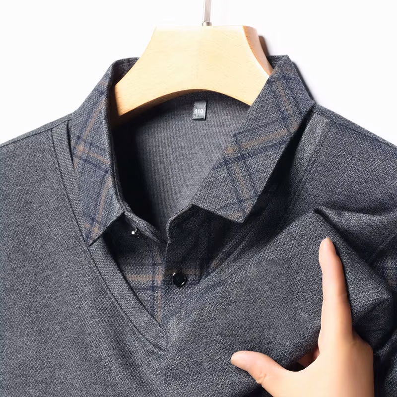 Camisa Harper™ com Design de Camada Dupla e Manga Xadrez / Modernidade e Estilo em Sintonia Perfeita