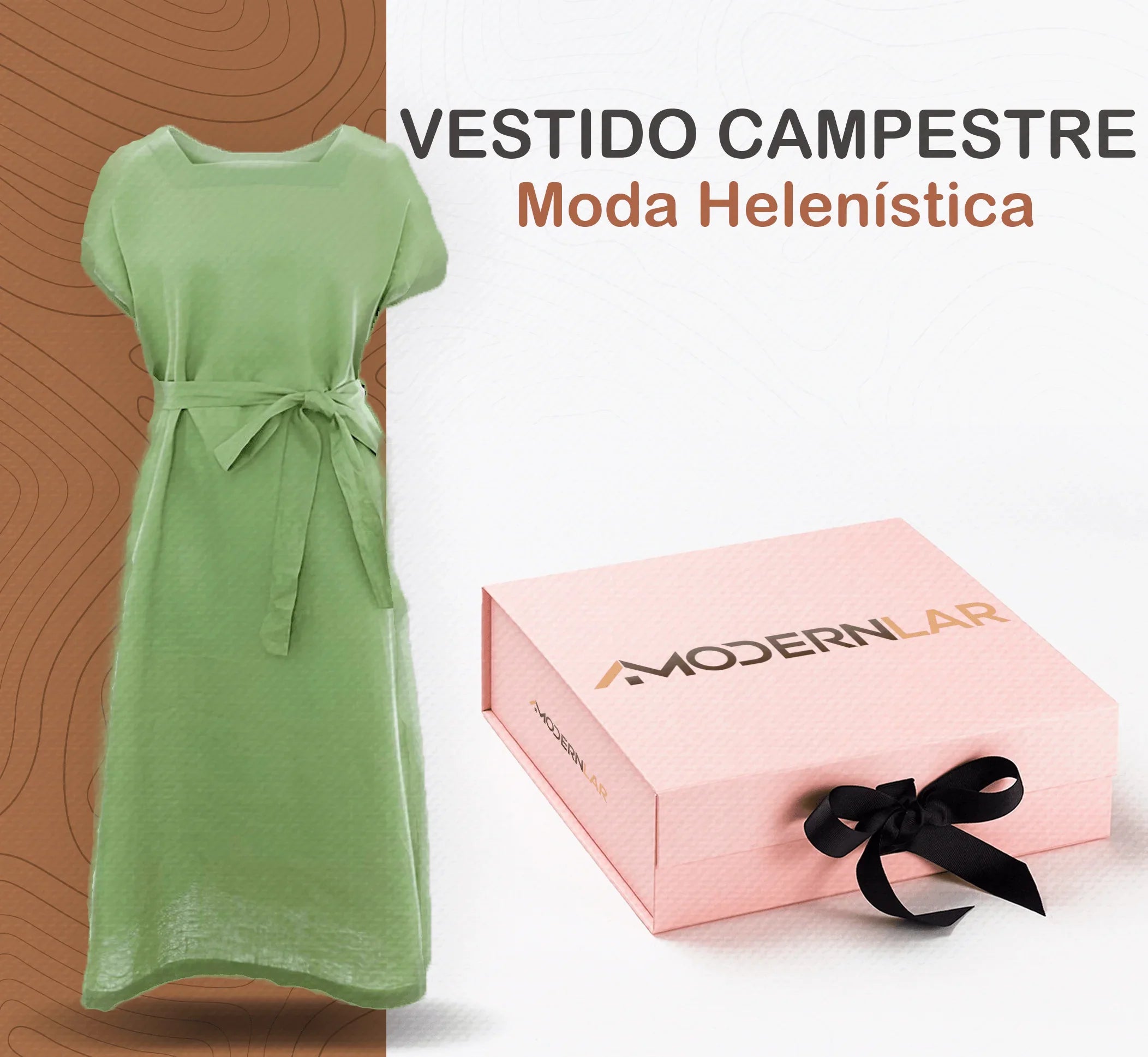 Vestido Campestre™ Moda Helenística - Inspiração Antiga, Frescor Moderno em Linho e Algodão. - ModernLar