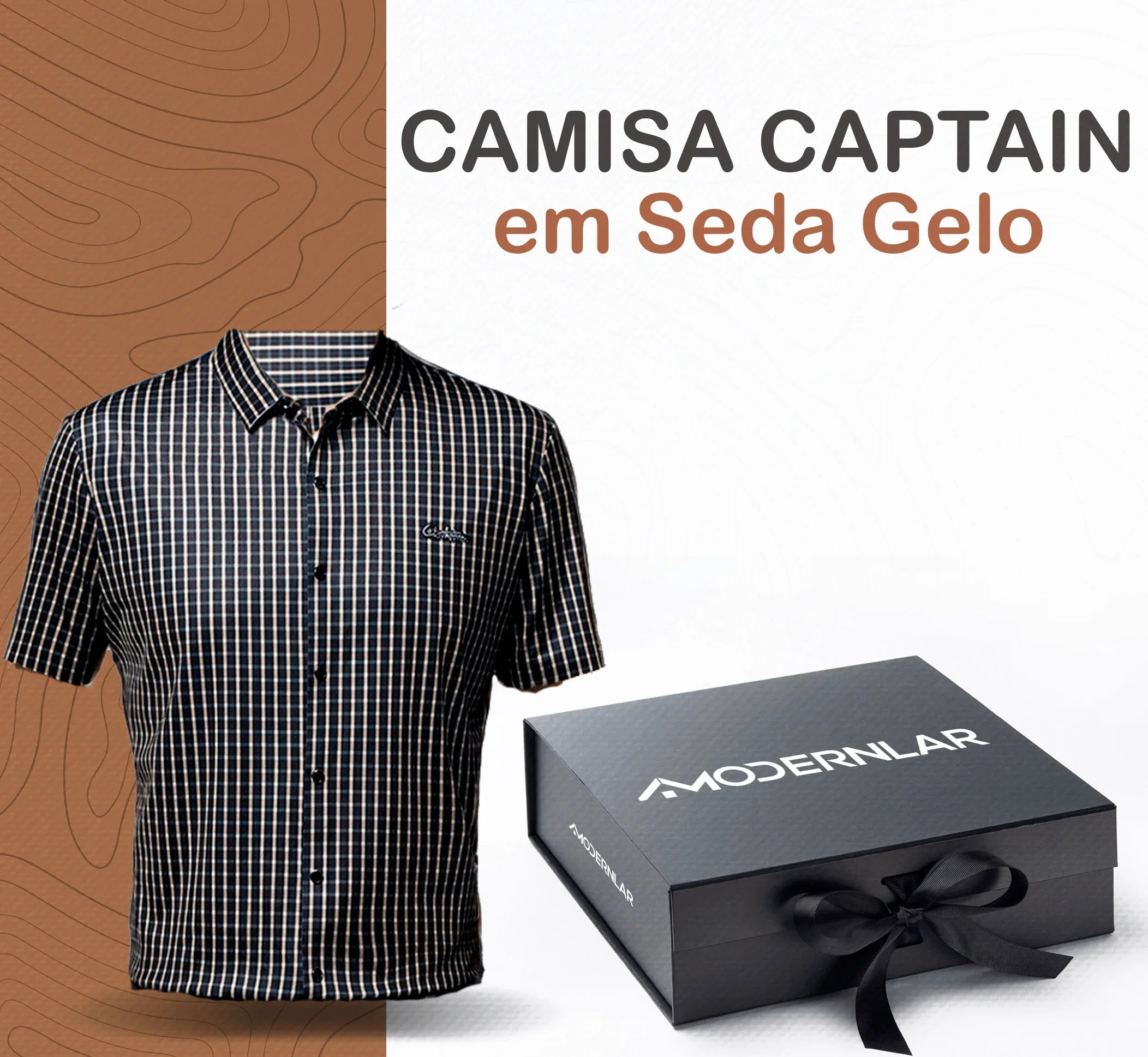 Camisa em Seda Gelo Captain™ Xadrez Náutico para o Homem de Prestígio! - ModernLar