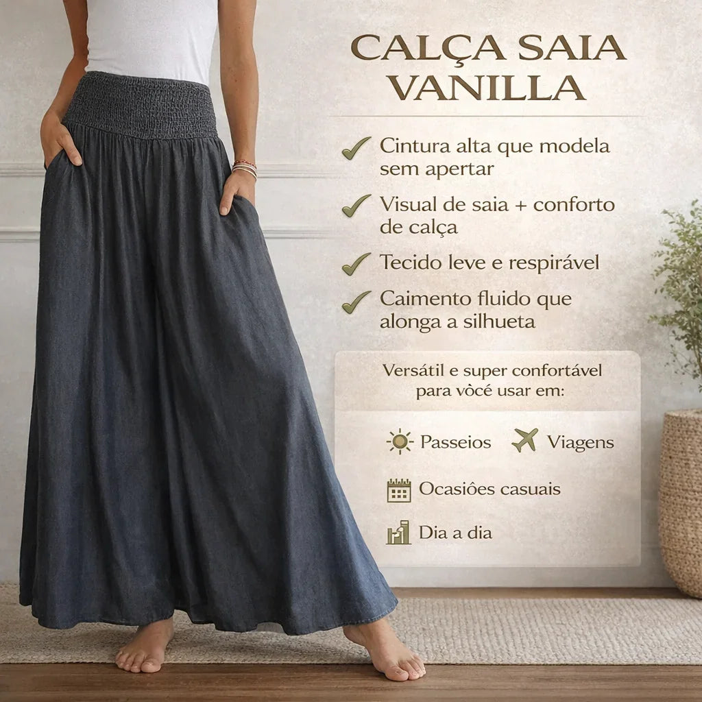 Calça-Saia Vanilla™ com Cintura Alta Modeladora / Liberdade e Conforto para Seu Corpo, Estilo que Valoriza Cada Movimento!