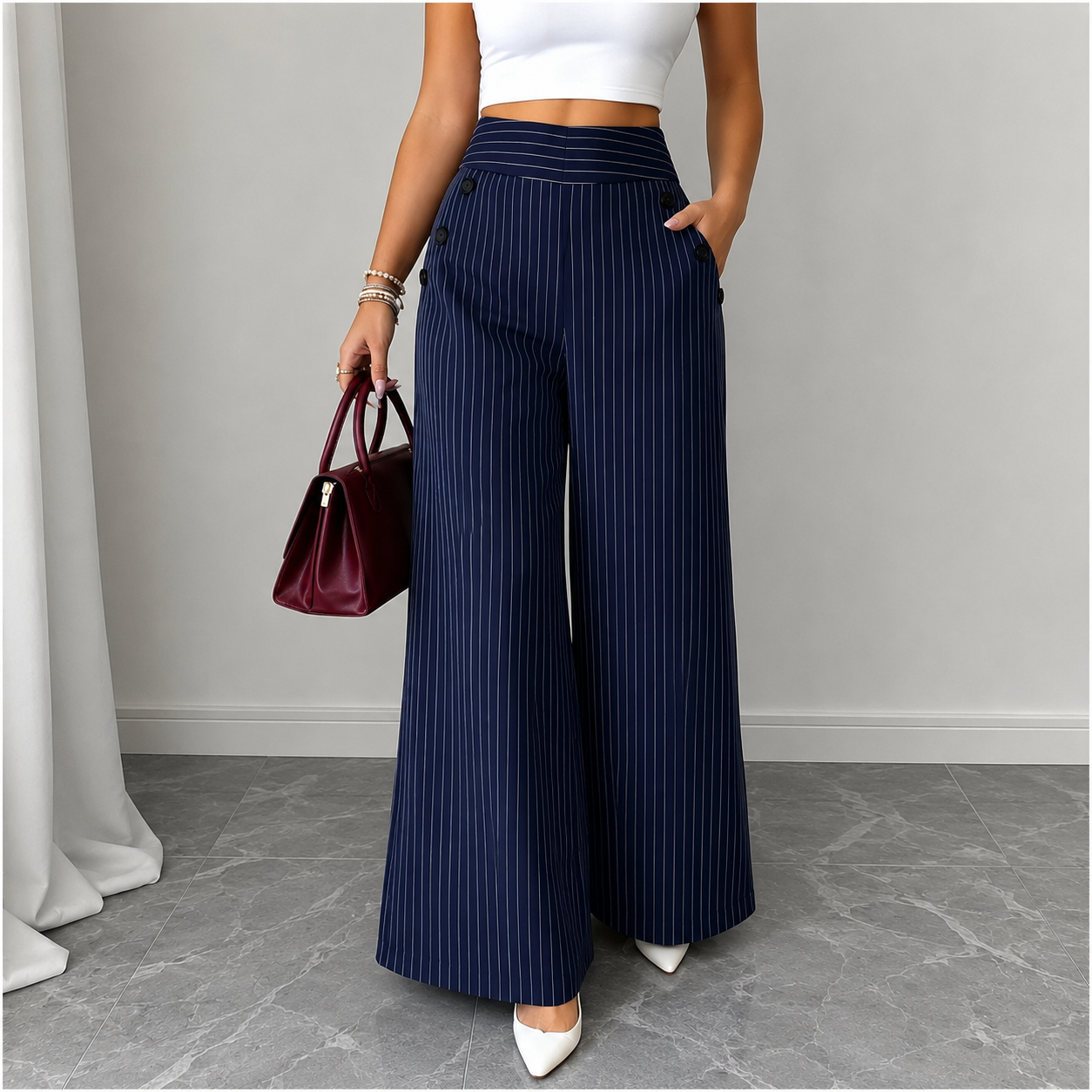 Calça Pantalona Bellagio™ com Caimento de Alfaiataria e Elegância Natural