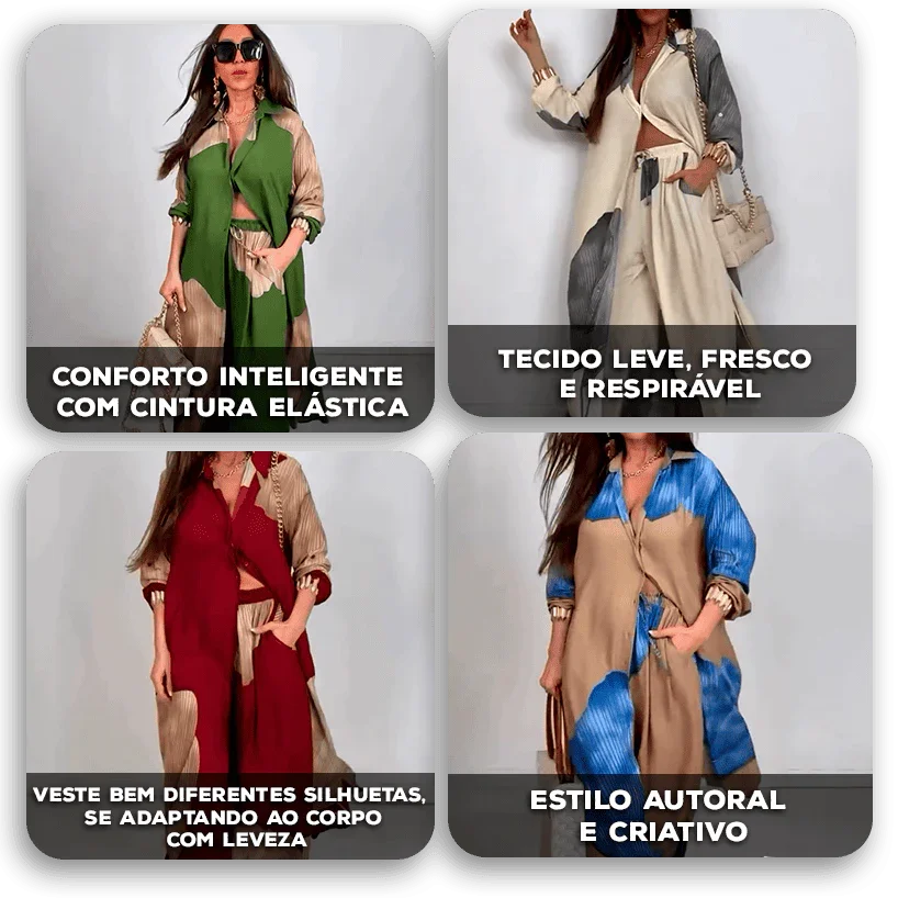 Conjunto Rafaela™ com Estampa Moderna / Liberdade e Elegância com Um Toque de Arte!