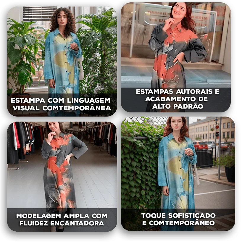Conjunto Zoe™ com Estampa Ilustrada e Silhueta Solta / Minimalismo Artístico com Toque Fashion!