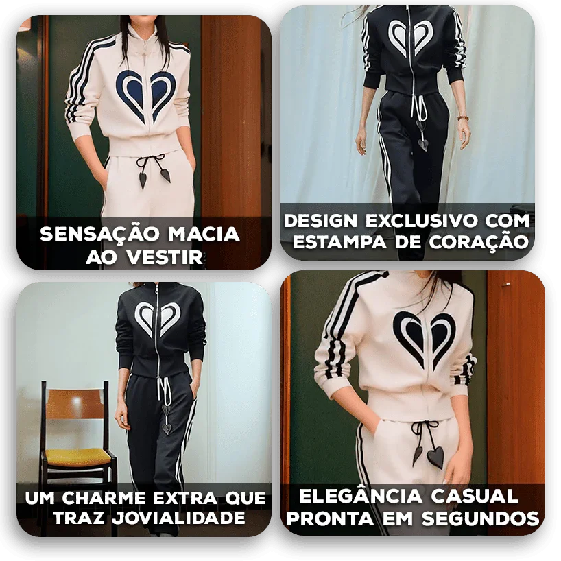 Conjunto de Moletom Doce Ritmo™ com Cadarço Decorativo e Toque Esportivo / Conforto que Acompanha o Seu Movimento!