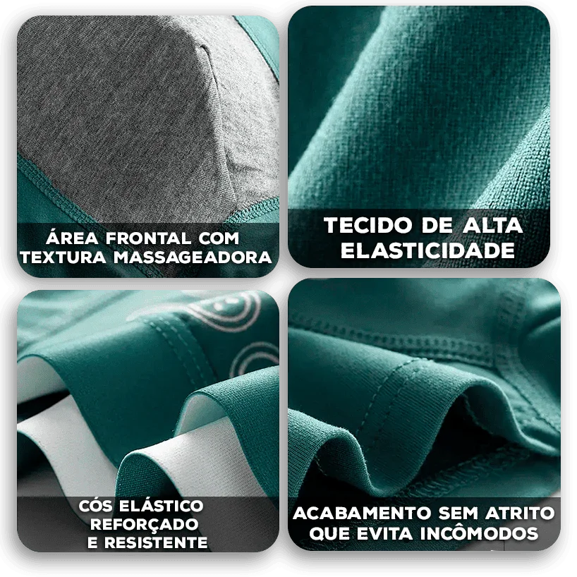 Kit de Cuecas VitalMen™ com Tecido Termorregulador e Antibacteriano / Alta Performance, Máximo Conforto!