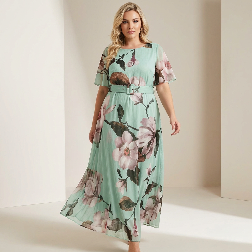 Vestido Longo Classique™ em Viscose Premium com Cinto Embutido