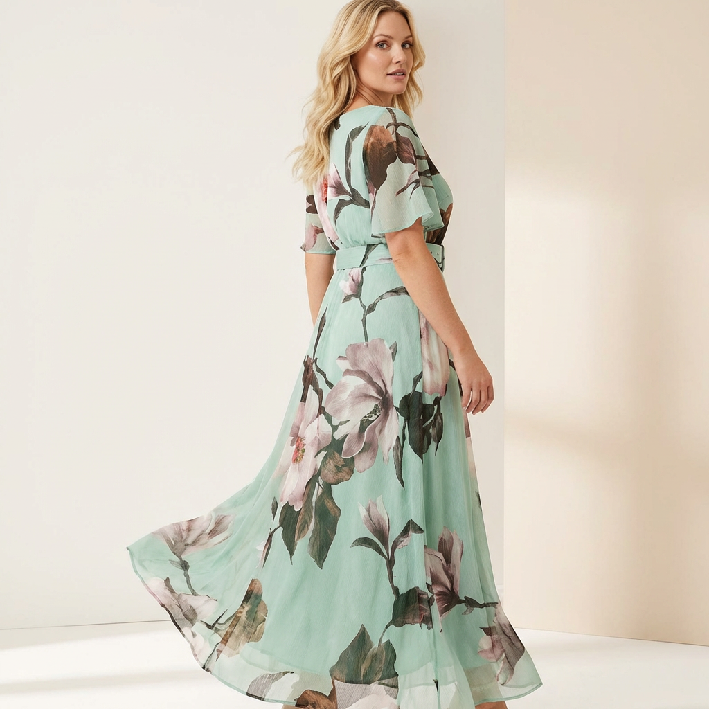 Vestido Longo Classique™ em Viscose Premium com Estampa Verão Tropical!