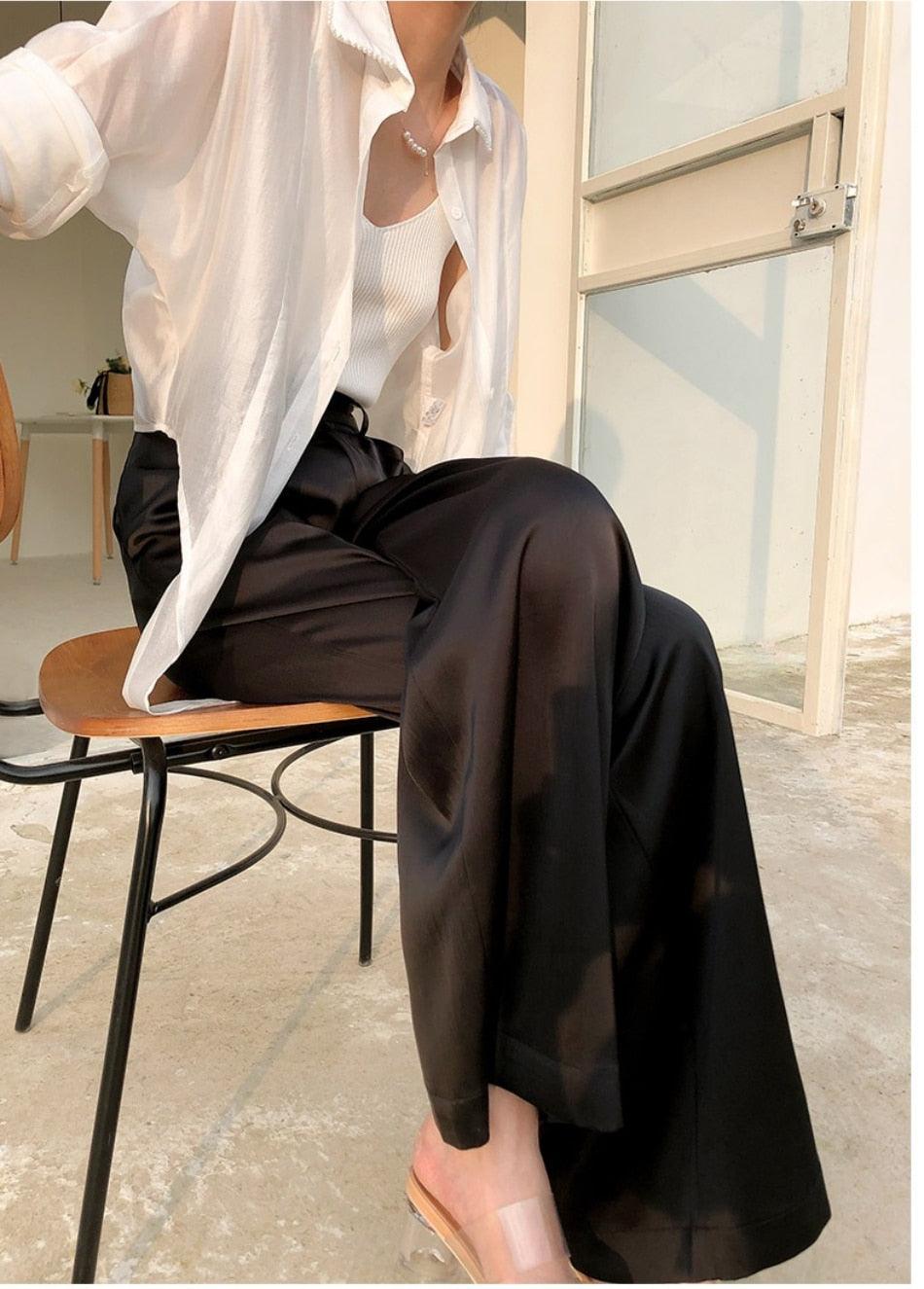 Calça Lanna™ em 100% Cetim de Seda / Um Verdadeiro Espetáculo de Luxo e Caimento! - ModernLar