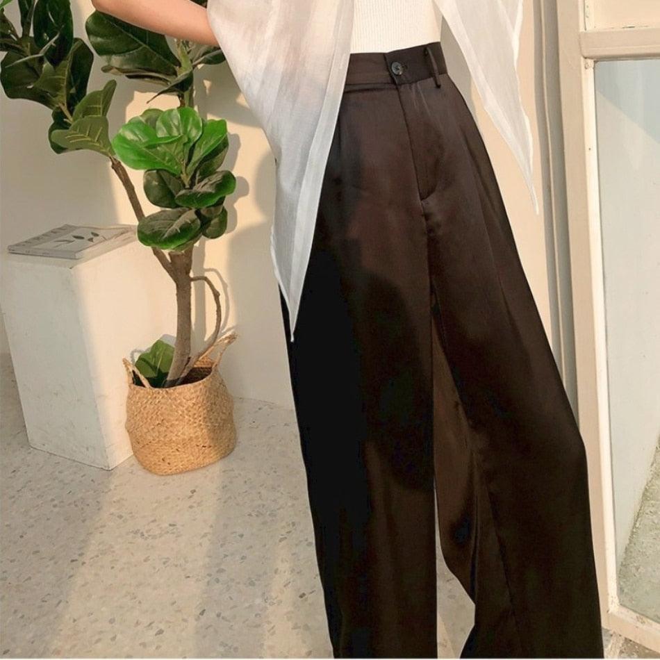 Calça Lanna™ em 100% Cetim de Seda / Um Verdadeiro Espetáculo de Luxo e Caimento! - ModernLar