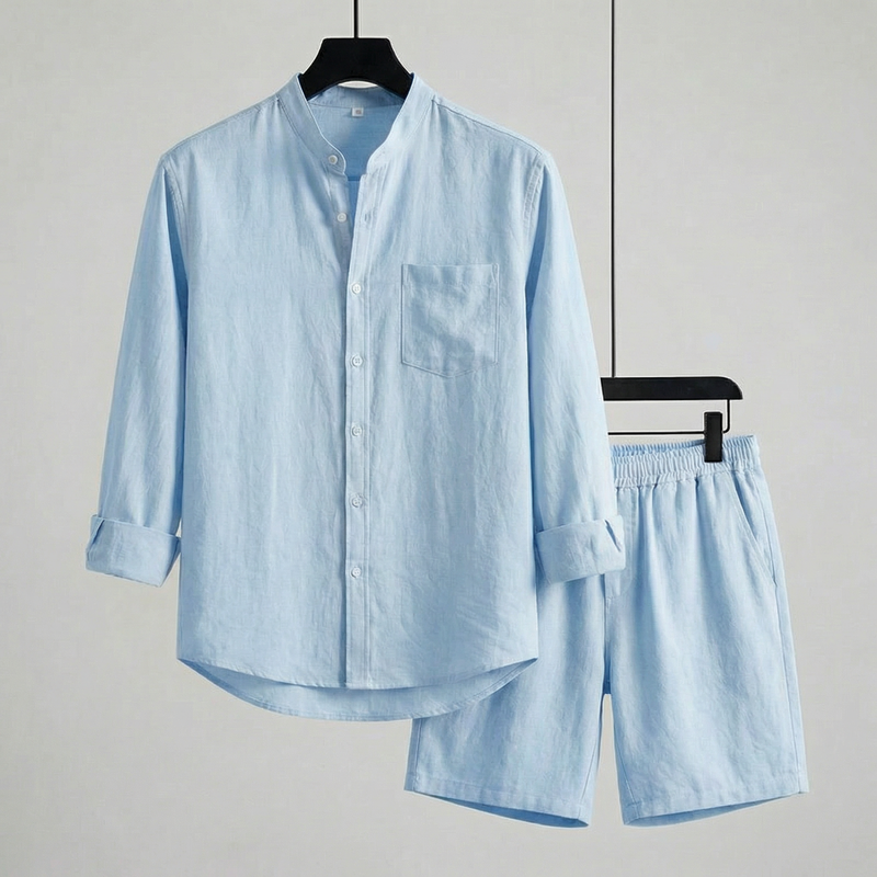 Conjunto Mediterrâneo Elite™ em Linho de Algodão e Visual Minimalista