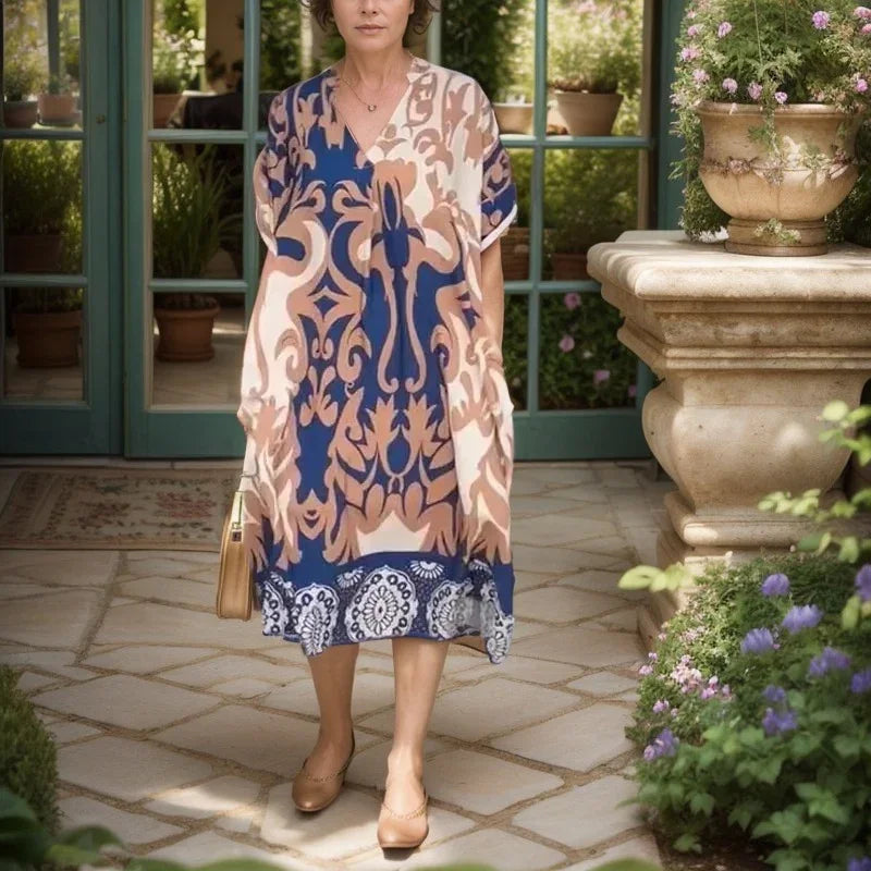 Vestido Belle Barroque™ em Viscose Estampada com Manga Bufante e Saia em Camadas / Para Mulheres que Espalham Leveza, Doçura e Liberdade por Onde Passam!