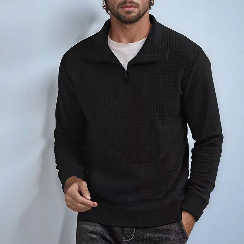 Blusa Masculina Carter™ em Tecido Texturizado com Zíper Parcial / Elegância Casual com Conforto Premium!