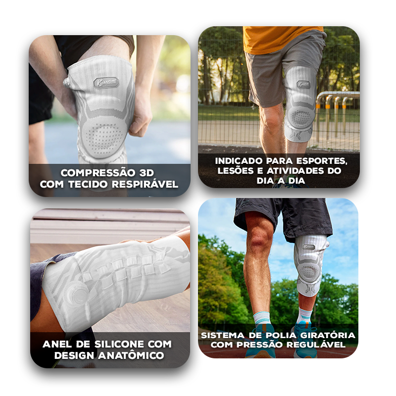 Joelheira Ortopédica Elite™ com Sistema de Polia Giratória / Para Quem Não Abre Mão da Performance e do Bem-Estar!