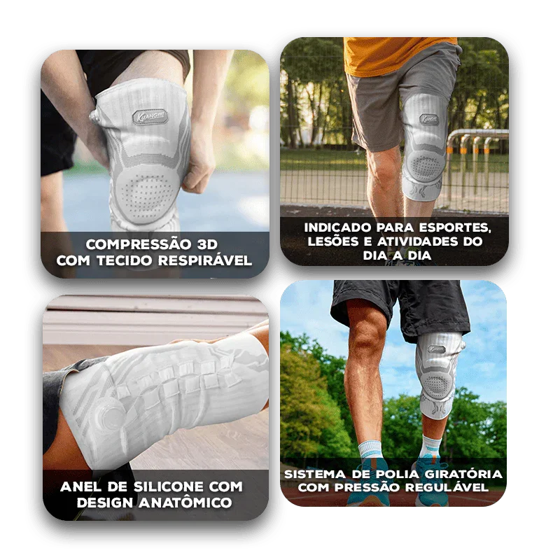 Joelheira Ortopédica Elite™ com Sistema de Polia Giratória / Para Quem Não Abre Mão da Performance e do Bem-Estar!