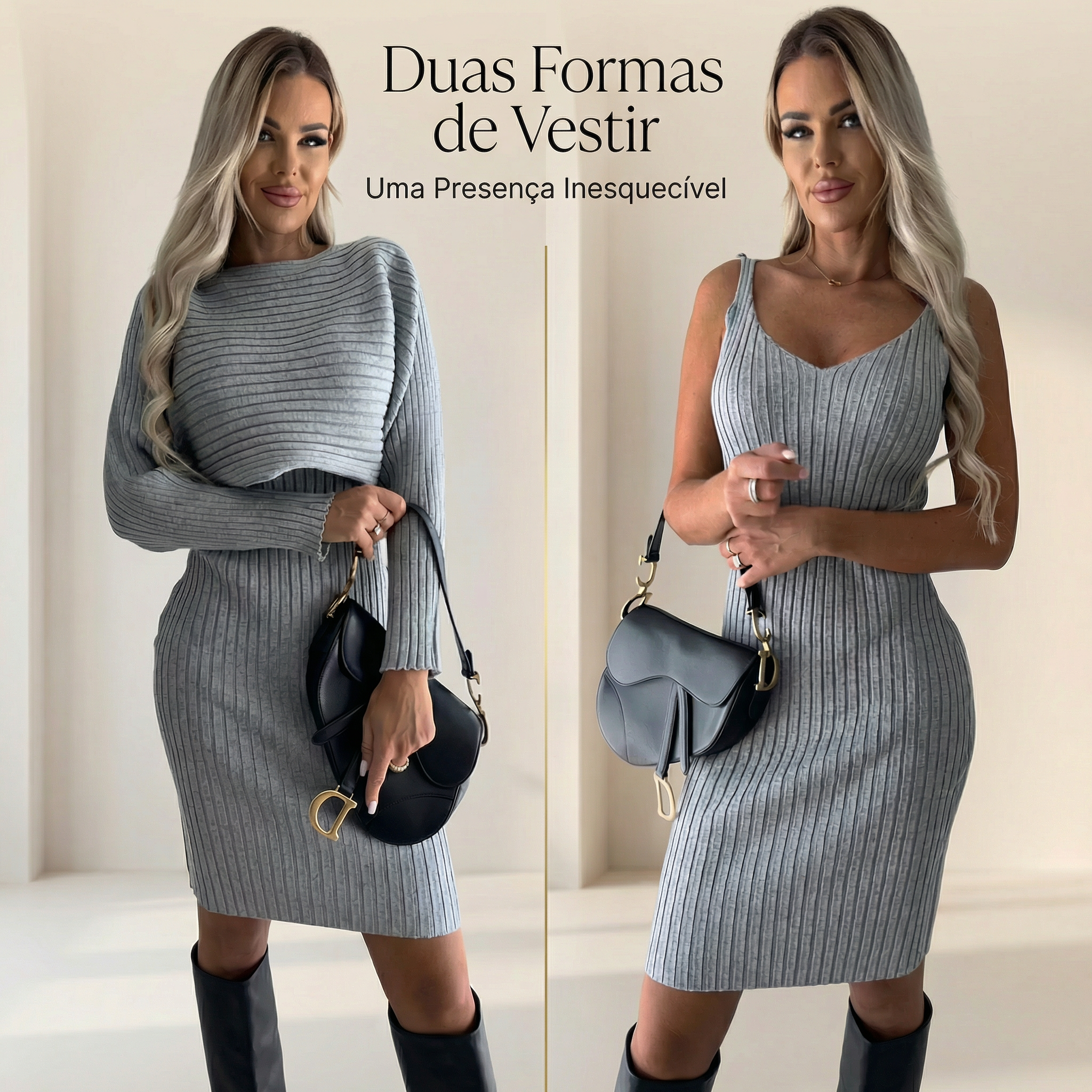 Conjunto Virginia Royale™ em Malha Premium com Sobreposição 2 em 1 Elegante