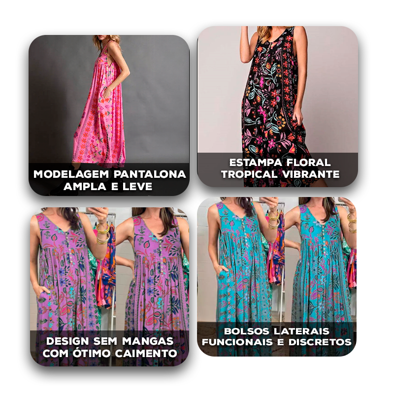 Macacão Jurema™ com Pantalona Ampla e Cores Vibrantes / O Toque de Leveza para Seus Dias Radiantes!