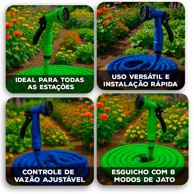 Mangueira Extensível GardenFlex™ com Jatos Diversos e Trava de Conforto / Um Novo Jeito de Cuidar da Sua Casa!