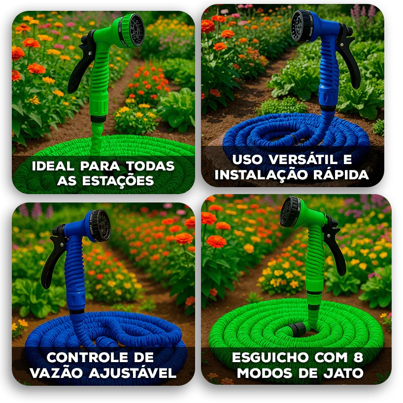 Mangueira Extensível GardenFlex™ com Jatos Diversos e Trava de Conforto / Um Novo Jeito de Cuidar da Sua Casa!