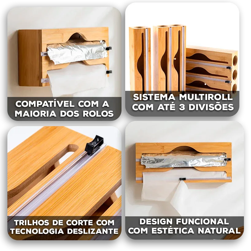 Organizador EcoClean Modern Lar™ em Bambu Natural com Trilhos de Corte Inteligente / Funcionalidade que Valoriza Seu Espaço