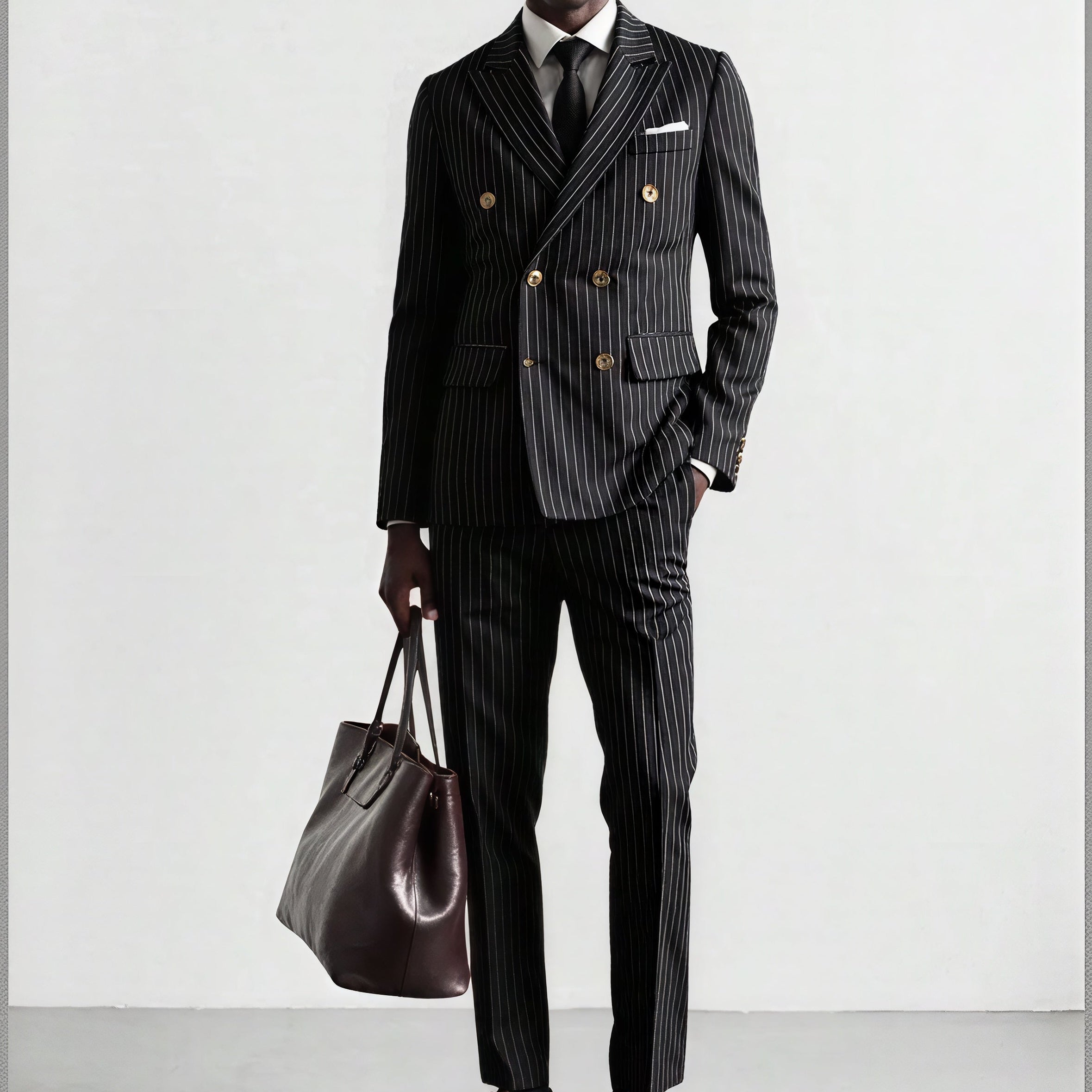 Terno Monarch™ em Alfaiataria com Risca de Giz e Estilo Executivo Premium