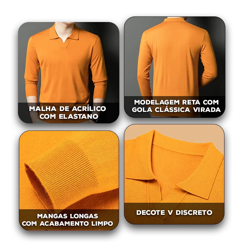 Polo Manga Longa Brentwood™ com Acabamento Premium e Design Old Money / Essência Clássica com Modernidade e Confort!
