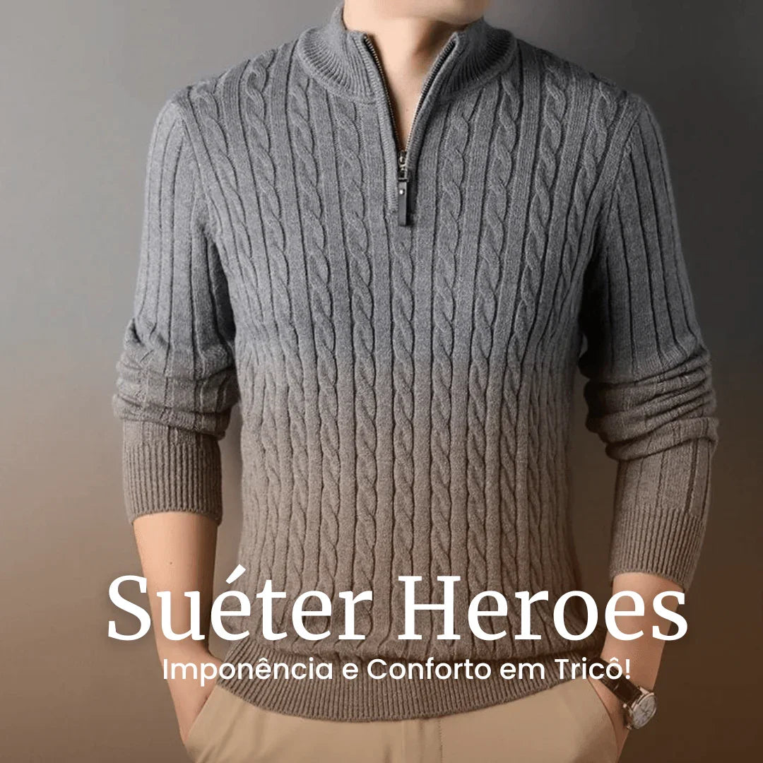Suéter Heroes™ com Gola Alta e Zíper / Imponência e Conforto em Tricô! - ModernLar