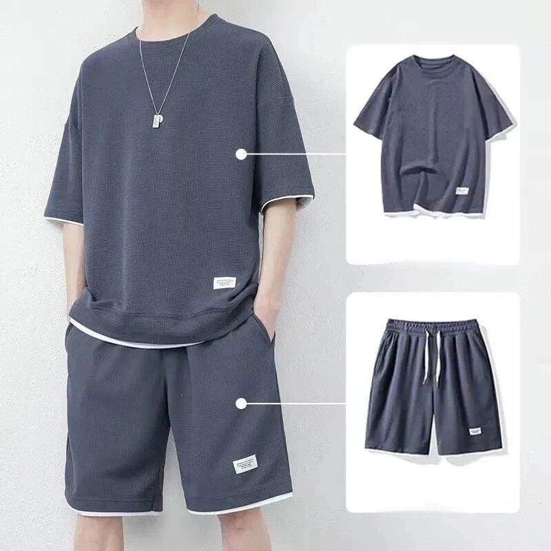 Conjunto Unissex CoolBreeze™ em Seda Gelo com Camiseta + Shorts - ModernLar