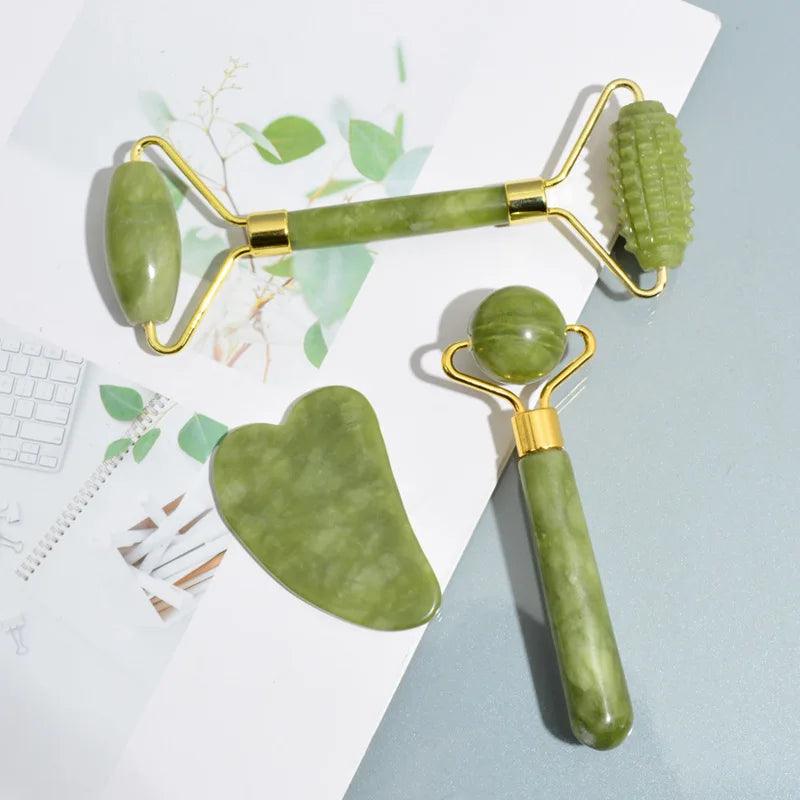 Kit de Contorno e Massagem Facial Pedra Jade e Guasha/ JadeGlow™! - ModernLar