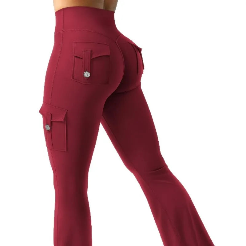 Calça legging Nadia™ com Efeito Empina Bumbum, Bolsos Cargo e Modelagem Flare / Estrutura e Curvas em Equilíbrio Para um Visual Mais Marcante