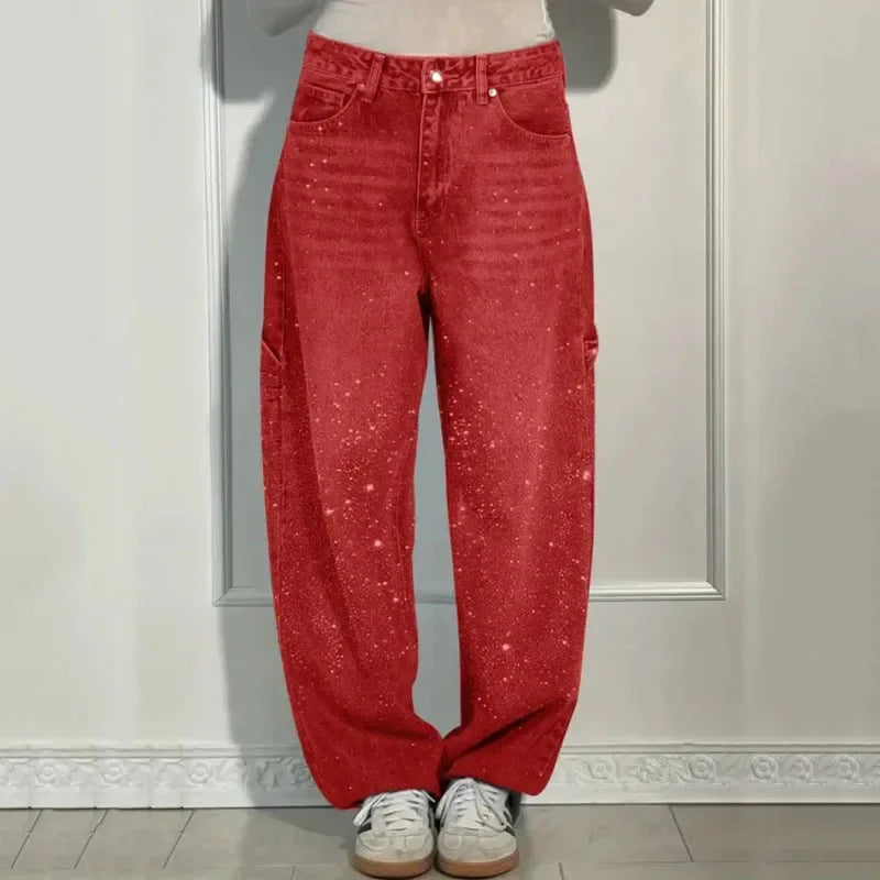 Calça Jeans Sparkle™ com Corte Reto e Brilho Aplicado / O Glamour das Ruas em Movimento!