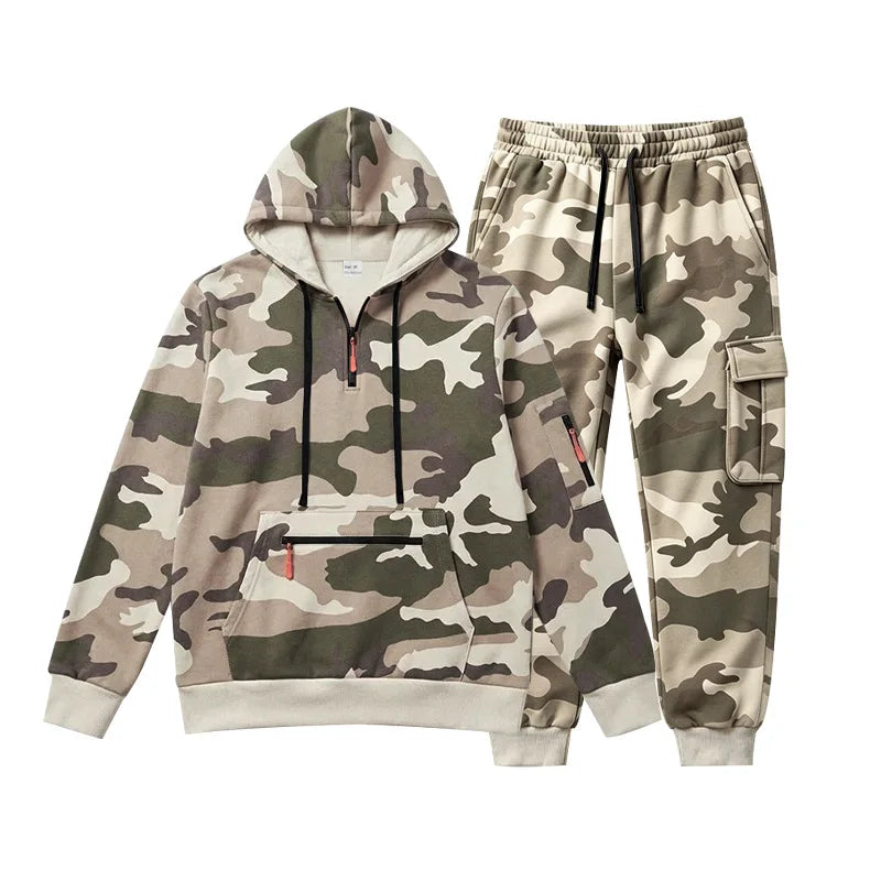 Conjunto Camuflado Salerno™ com Blusa de Capuz e Calça Cargo
