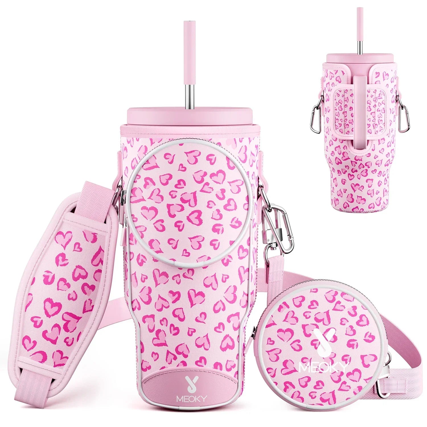AmoraCup™ – Bolsa Térmica para Copo com Alça Ajustável e Bolso Extra / Leve Seu Estilo e Hidratação Sempre com Você!